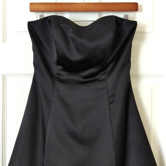 Jump Apparel Y2K Vintage Satin Tulle Hem Strapless A-Line Mini Dress Black 3/4 - Picture 2 of 12
